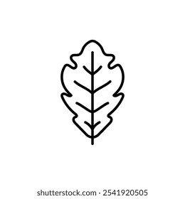 Pinnately lobed leaf linear icon. Thin line customizable illustration. Contour symbol. Vector isolated outline drawing. Editable stroke