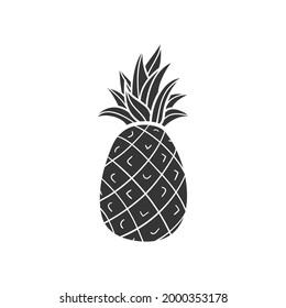 Pinneapple Icon Silhouette Illustration. Tropical Fruit Vector Graphic Pictogram Symbol Clip Art. Doodle Sketch Black Sign.