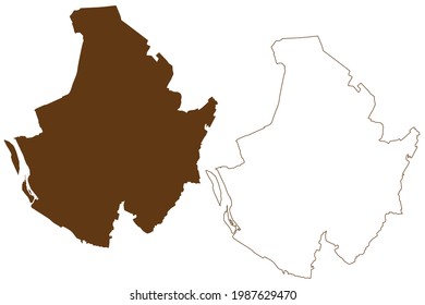 Pinneberg district (Federal Republic of Germany, rural district, Free State of Schleswig-Holstein, Slesvig Holsten) map vector illustration, scribble sketch Pinneberg map