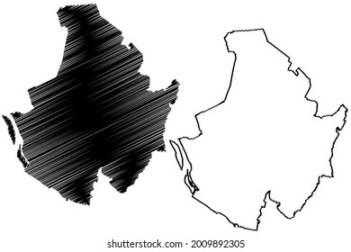 Pinneberg district (Federal Republic of Germany, rural district, Free State of Schleswig-Holstein, Slesvig Holsten) map vector illustration, scribble sketch Pinneberg map