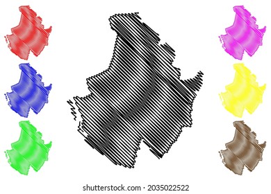 Pinneberg district (Federal Republic of Germany, rural district, Free State of Schleswig-Holstein, Slesvig Holsten) map vector illustration, scribble sketch Pinneberg map