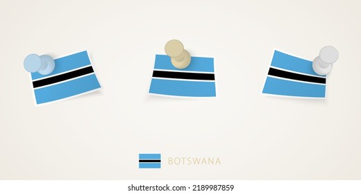 Bandera encorvada de Botswana de diferentes formas con esquinas torcidas. El vector supera la vista superior. Juego de marcas.