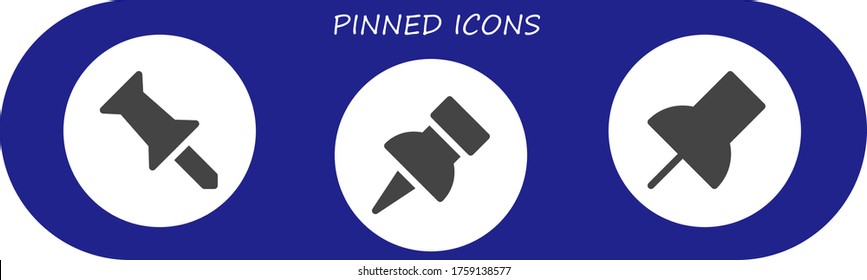 conjunto de iconos anclados. 3 íconos marcados rellenos.  Iconos modernos sencillos como: Empujar
