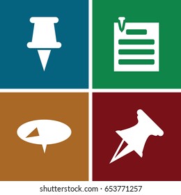 Pinned icons set. set of 4 pinned filled icons such as pin