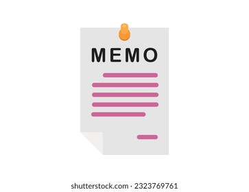 Papel de memo pinchado. Ilustración plana simple.