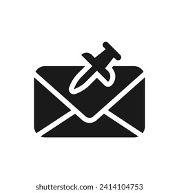 Pinned message flat icon isolated on white background. Vector illustration