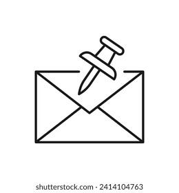 Icono de línea de mensaje anclado aislado en fondo blanco. Ilustración del vector