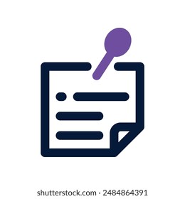 pinned note icon. vector dual tone icon for your website, mobile, presentation, and logo design.