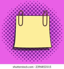Papel de nota pegado para mensajes con un espacio de copia. Ilustración vectorial de arte pop