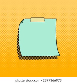 Pinned note paper for messages with a copy space. Pop art vintage vector illustration