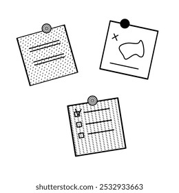 papéis de notas fixados com algumas notas