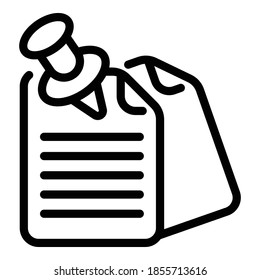 Pinned notes icon. Outline pinned notes vector icon for web design isolated on white background