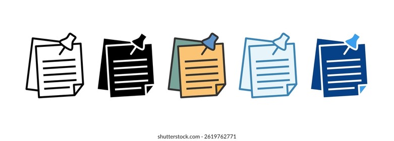 Pinned Notes Icon Set Multiple Style Collection