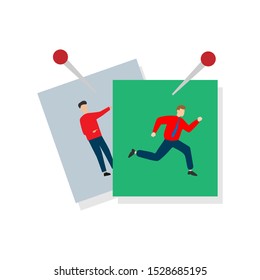 Pinned notes. illustration. Flat cartoon character isolated on white background