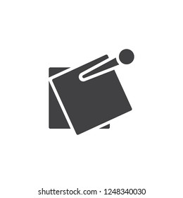 Pinned notes vector icon. filled flat sign for mobile concept and web design. Office note paper and push pin simple solid icon. Symbol, logo illustration. Pixel perfect vector graphics