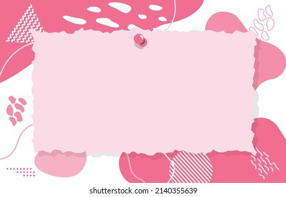 Pinned Paper Note on Abstract Pink Cute Memphis Background