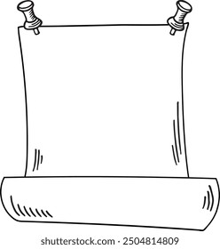 Pinned paper sheet sketch. Hand drawn note template