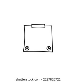 Pinned sticky note hand drawn icon. Sketch reminder for important business information and office vector routine