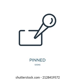 pinned thin line icon. navigation,  linear icons from signs concept isolated outline sign. Vector illustration symbol element for web design and apps.