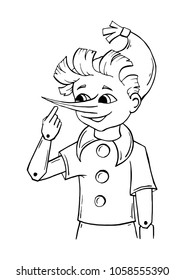 Pinocchio character points to the face
