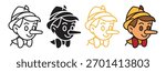  Pinocchio icon set.  Pinocchio icon isolated on white background ,vector illustration.