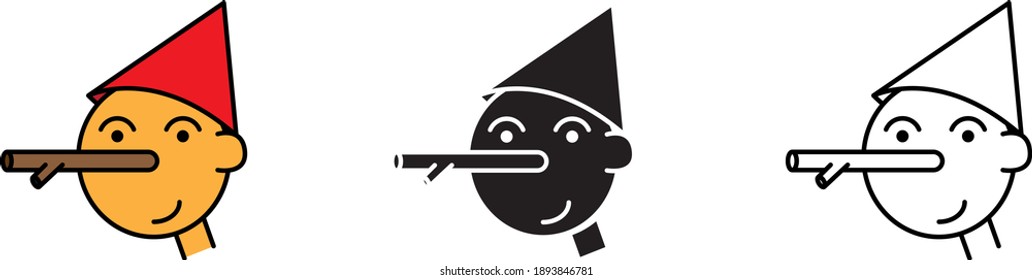 	
Pinocchio icon, vector line illustration	
