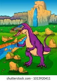 Pinocchio Rex on the background of nature