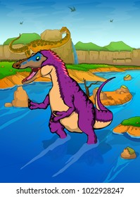  Pinocchio Rex on the river background 