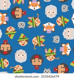 Pinóquio padrão sem costura personagens conto de fadas bonito moderno simples crianças ilustração colorido elemento decorativo brincalhão