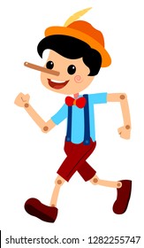 Ilustración Vectoral Pinocho Tale. Para Cuadros Infantiles, Revistas, Páginas Web.
