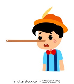 Pinocchio Tale Vectoral Illustration. Long Nose. For Children Book Covers, Magazines, Web Pages.