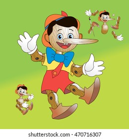 Pinocchio; Wooden toy to take apart vector