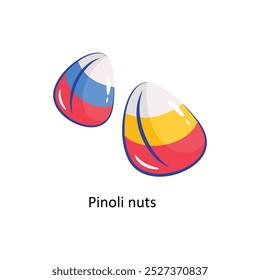 Etiqueta engomada del contorno del Vector del doodle de las nueces de Pinoli. Archivo EPS 10