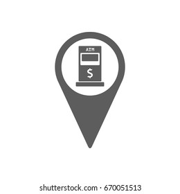Pinpoint of ATM icon in trendy flat style isolated on white background. Symbol for your web site design, logo, app, UI. Vector illustration, EPS