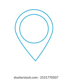 Icono aislado azul y blanco de Pinpoint. Icono de ubicación del punto de anclaje. Símbolo de punto de alfiler para el Sitio web, navegador GPS, App, tarjeta de visita. Ilustración vectorial. eps 10