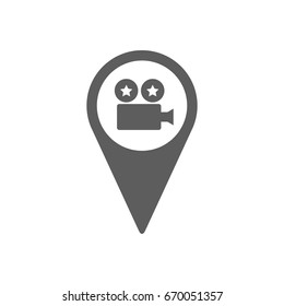 Pinpoint of cinema icon in trendy flat style isolated on white background. Symbol for your web site design, logo, app, UI. Vector illustration, EPS