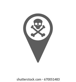 Pinpoint of danger area icon in trendy flat style isolated on white background. Symbol for your web site design, logo, app, UI. Vector illustration, EPS