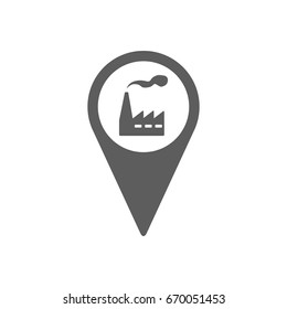 Pinpoint of factory icon in trendy flat style isolated on white background. Symbol for your web site design, logo, app, UI. Vector illustration, EPS