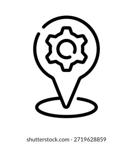 Pinpoint gear symbol representing auto service locations and workshops.