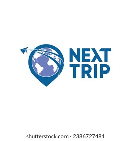 Pinpoint Globe Paper Plane Logo Inspiration for Travel, Trip Icon Logo