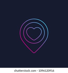 pinpoint with heart, dating linear logo