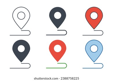 Pinpoint icon collection with different styles. Location Marker icon symbol vector illustration isolated on white background