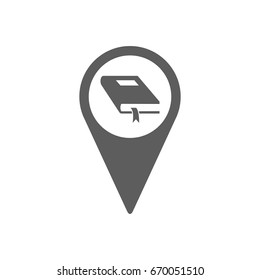 Pinpoint of library icon in trendy flat style isolated on white background. Symbol for your web site design, logo, app, UI. Vector illustration, EPS