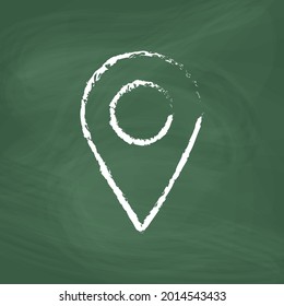 Pinpoint line Icon design white chalk. Draw a picture on the blackboard.