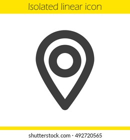 Pinpoint linear icon. Thick line illustration. Geo location mark. Location map pointer contour symbol. Vector isolated outline drawing