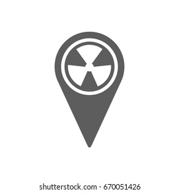 Pinpoint of nuclear zone icon in trendy flat style isolated on white background. Symbol for your web site design, logo, app, UI. Vector illustration, EPS