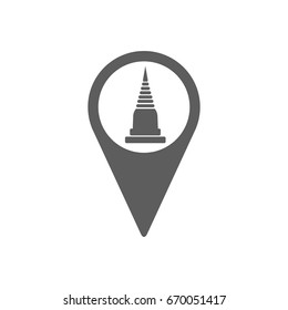 Pinpoint of pagoda icon in trendy flat style isolated on white background. Symbol for your web site design, logo, app, UI. Vector illustration, EPS