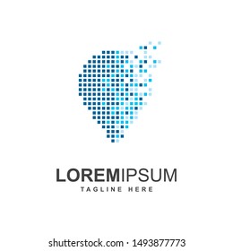 Pin/point with pixel symbol logo design template