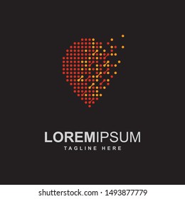 Pin/point with pixel symbol logo design template