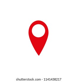 Pinpoint red and white isolated icon. Pin point sign. Pinpoint symbol for website, gps navigator, apps, business card.eps 10